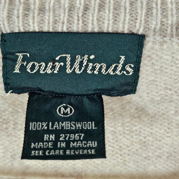 Vintage Four Winds 100% Lambswool V-neck Argyle Sweater Size Medium - Picture 5 of 7
